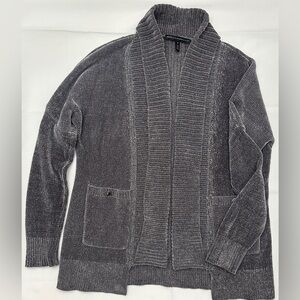 White House Black Market Gray Shawl-Collar Open Cardigan